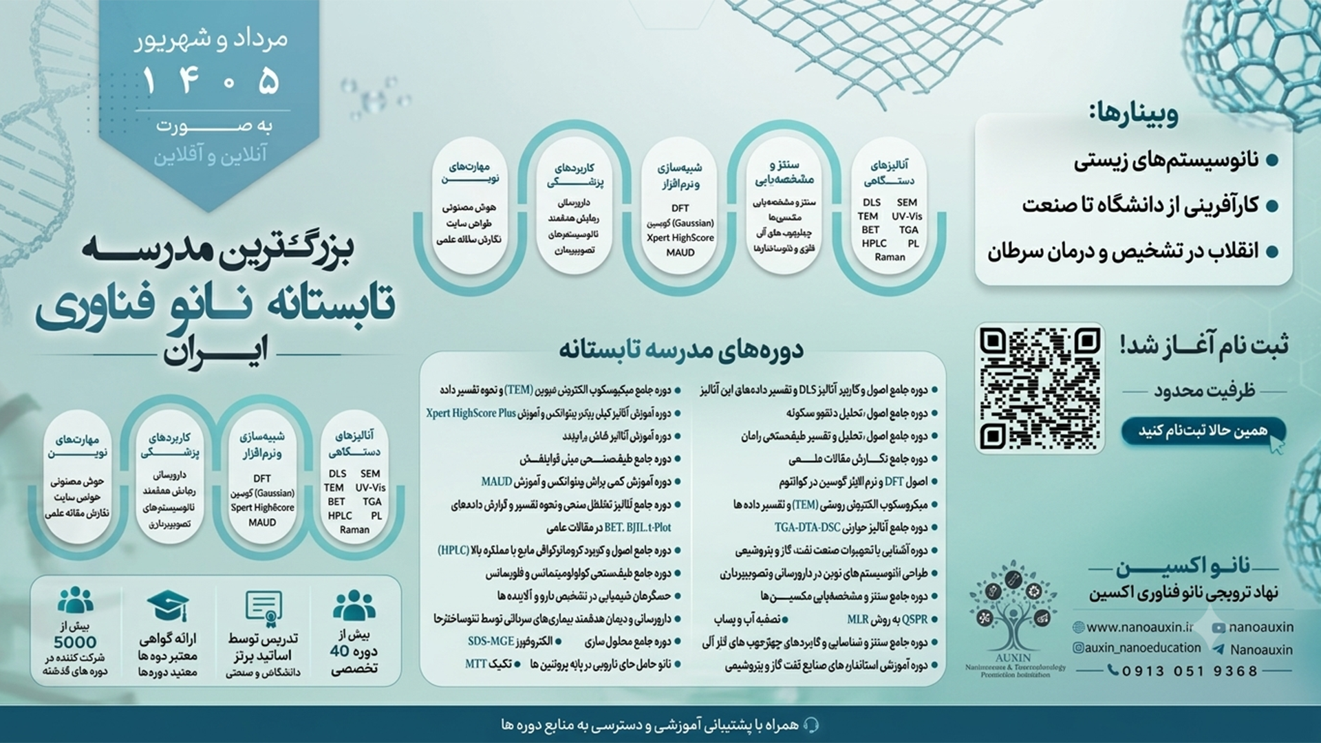 آغاز رسمی مدرسه تابستانه نانوفناوری اکسین ۱۴۰۵ | معرفی اعضای کمیته علمی و کمیته اجرایی + لیست دوره‌ها